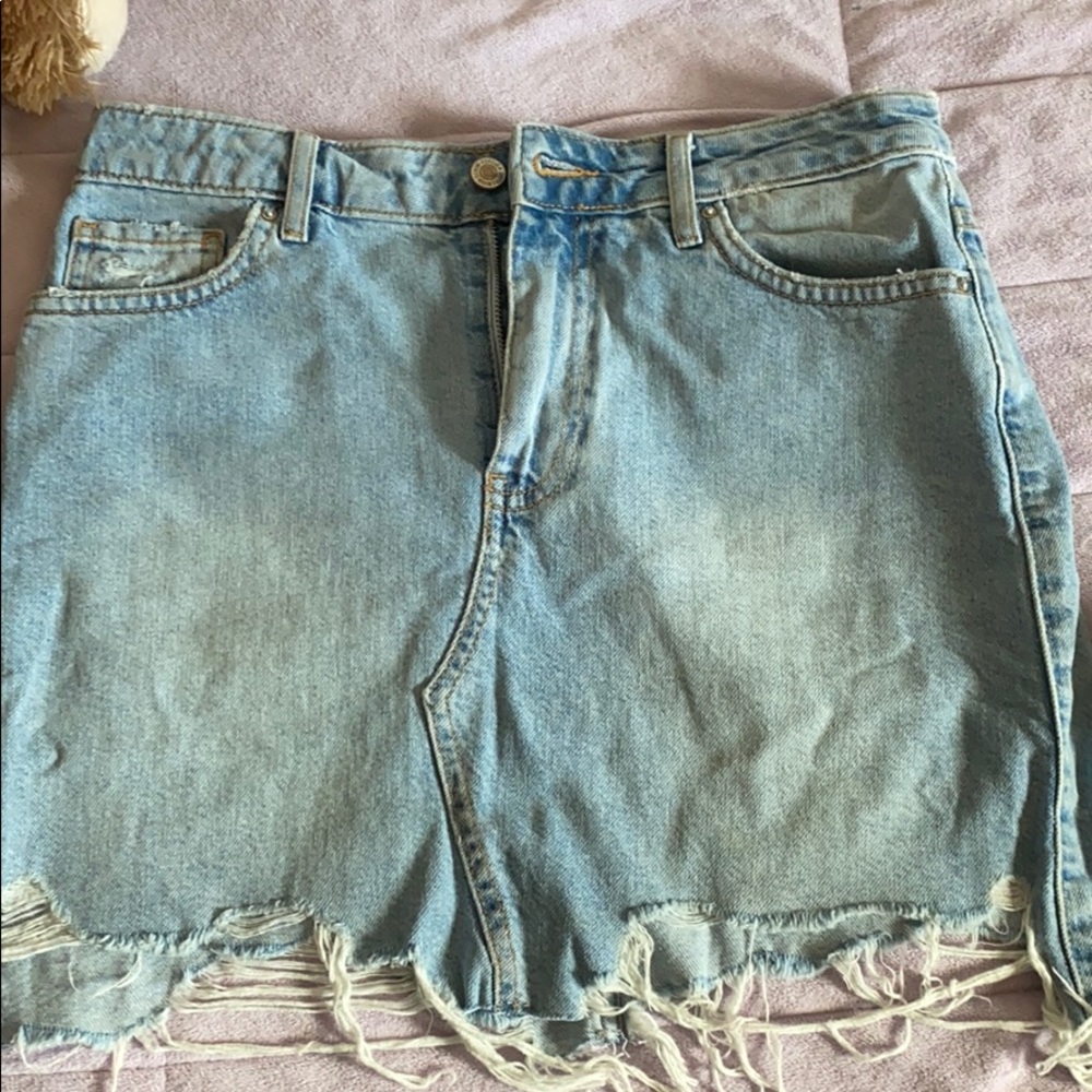 light blue washed skirt